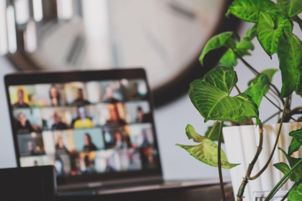 Laptop out of focus with videoconference for Remote Interviewing