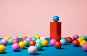 Blue Plastic Ball on Red Platform